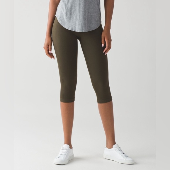lululemon athletica Pants - Lululemon Flow & Go Crop Legging 19” in Military Green Activewear Cropped Tight
